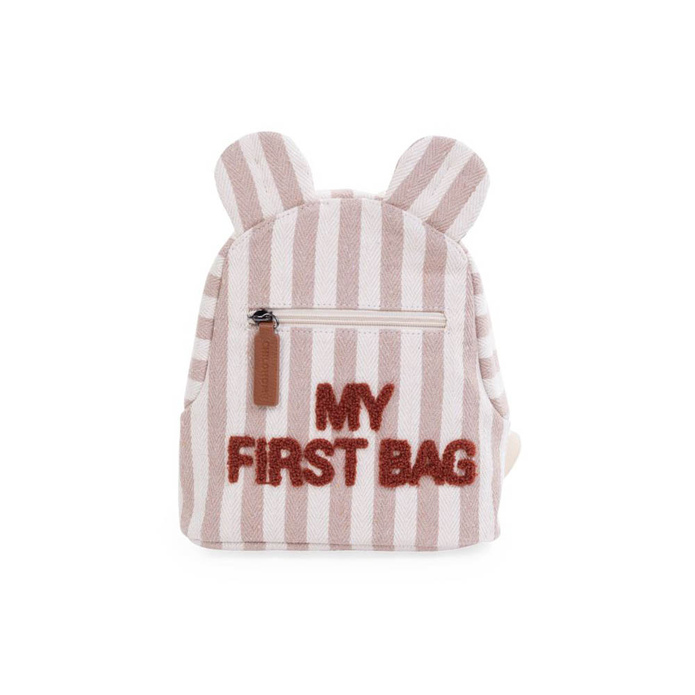 Childhome Ruksak My First bag, Stripes Nude/Terracotta